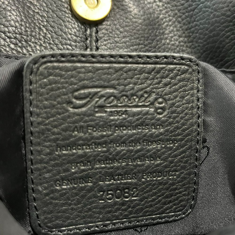 Fossil Vintage Black Pebbled Leather Hobo Shoulder Crossbody Shoulder Bag - Picture 6 of 10